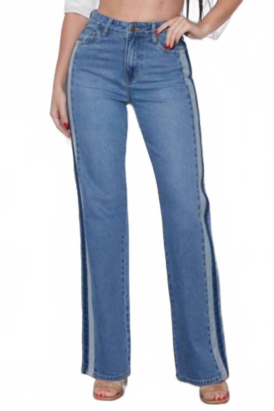 NEW VIBRANT side stripe detail jean in light wash
